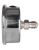 Manómetro M0305 con caja y rosca 1/4"BSPT de acero inoxidable. Conexión posterior centrada. Manómetro M0305 con caja y rosca 1/4"BSPT de acero inoxidable. Conexión posterio
