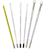 Termómetro de varilla de vidrio con funda de protección y depósito de mercurio 