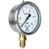 Pressure gauge with a stainless steel case, steel case, and brass thread M0301 pressure gauge with a stainless steel case, steel case, and brass thread