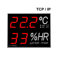 Termómetro-higrómetro digital de grande formato montado na parede com interface de comunicações Termómetro-higrómetro digital de grande formato montado na parede com interface